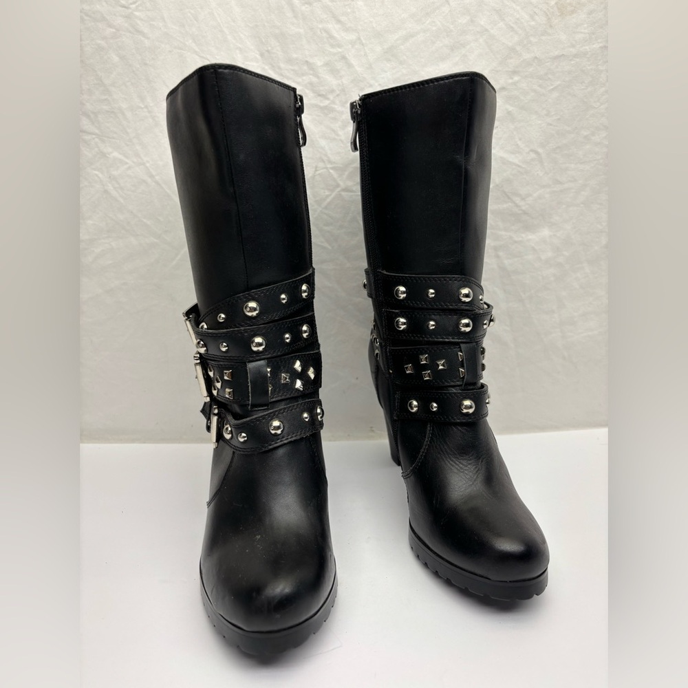 Xelement Black Studded Women's Boots, SZ 7.5